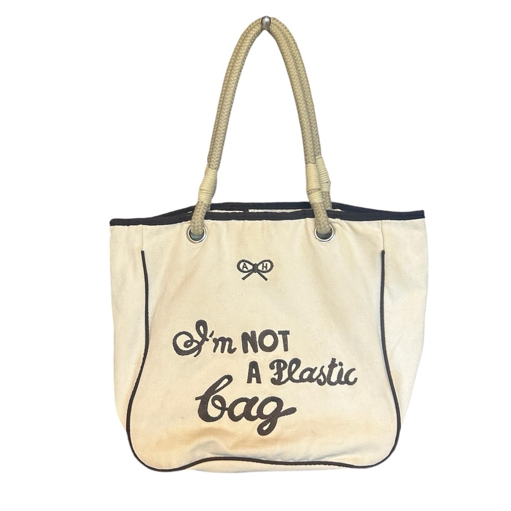 Anya Hindmarch Cream and Black Tote Bag